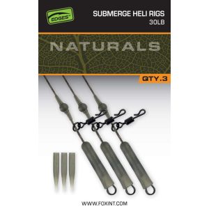 FOX EDGES™ Naturals Submerged Heli rigs 30lb x 3 - SÜLLYEDŐ ÓLOMMENTES BOJLIS HELIKOPTER SZERELÉK 30LB