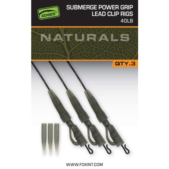 FOX EDGES™ Naturals Sub Power grip lead clip 40lb - ÓLOMMENTES SÜLLYEDŐ ÓLOMKLIPSZES BOJLIS SZERELÉK 40LB 