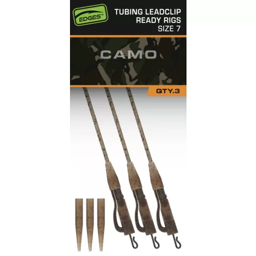FOX Edges Camo Tubing Leadclip Ready Rigs Size 7 3pcs