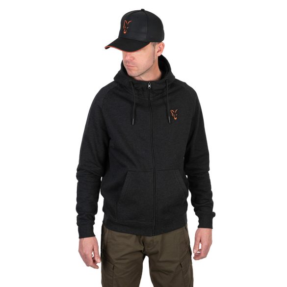  FOX COLLECTION LIGHTWEIGHT HOODY BLACK & ORANGE - FEKETE NARANCS PULÓVER