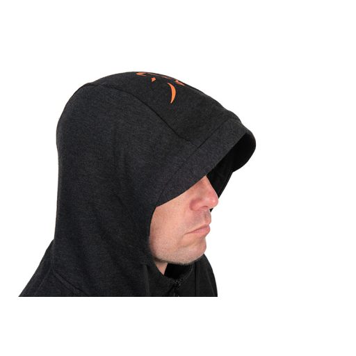  FOX COLLECTION LIGHTWEIGHT HOODY BLACK & ORANGE - FEKETE NARANCS PULÓVER