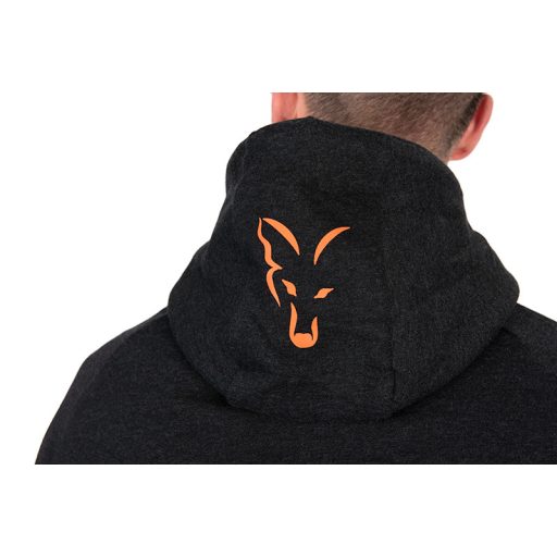  FOX COLLECTION LIGHTWEIGHT HOODY BLACK & ORANGE - FEKETE NARANCS PULÓVER