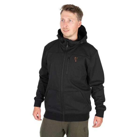FOX COLLECTION SOFT SHELL JACKET BLACK & ORANGE - Fekete és narancs soft shell stílusú kabát