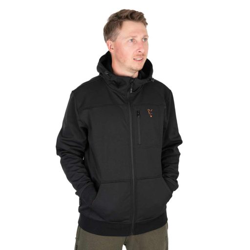 FOX COLLECTION SOFT SHELL JACKET BLACK & ORANGE - Fekete és narancs soft shell stílusú kabát