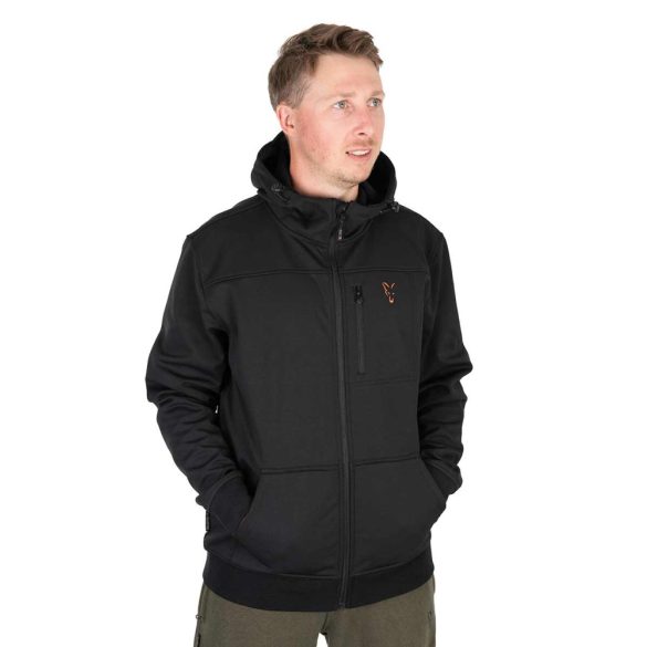 FOX COLLECTION SOFT SHELL JACKET BLACK & ORANGE - Fekete és narancs soft shell stílusú kabát