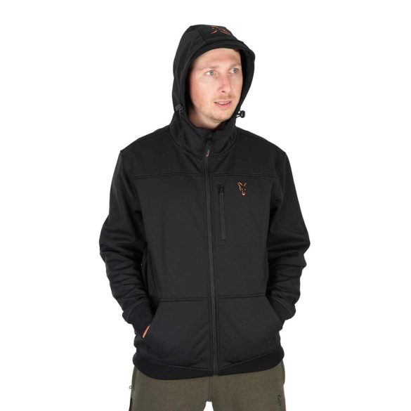 FOX COLLECTION SOFT SHELL JACKET BLACK & ORANGE - Fekete és narancs soft shell stílusú kabát