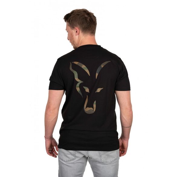 FOX Black Large Print T-Shirt - camo logó póló