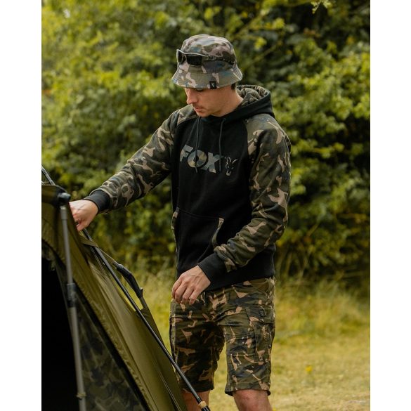 FOX Black/Camo Raglan Hoodie - kapucnis pulóver