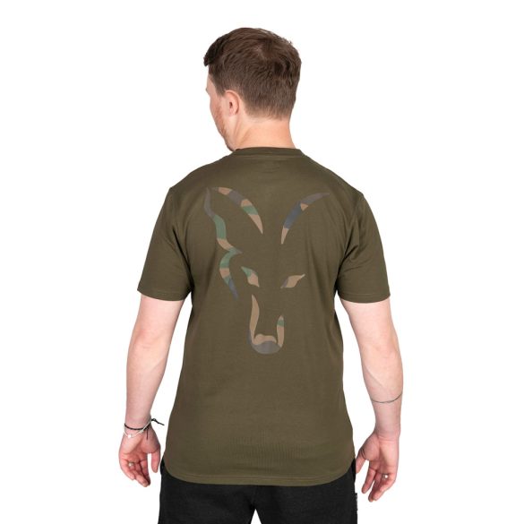 FOX KHAKI FOX HEAD LOGO T-SHIRT - Khaki színű póló