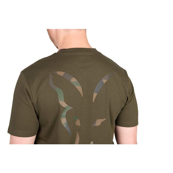 FOX KHAKI FOX HEAD LOGO T-SHIRT - Khaki színű póló