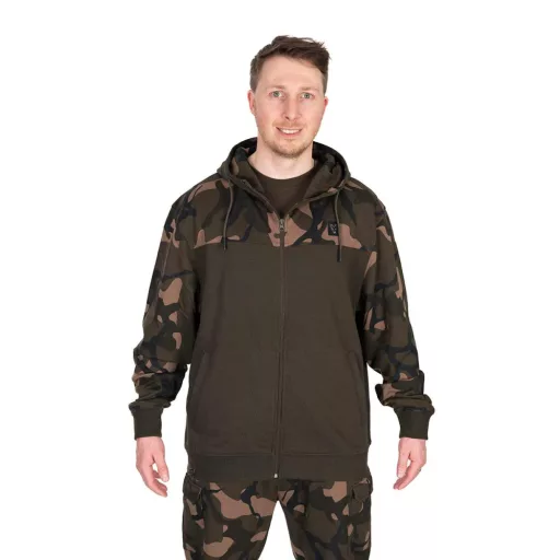 FOX LW KHAKI/CAMO SPLIT ZIP HOODY - Pulóver 