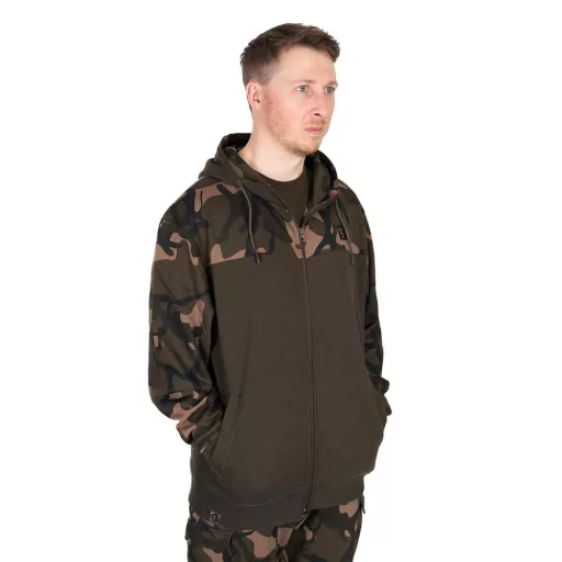 FOX LW KHAKI/CAMO SPLIT ZIP HOODY - Pulóver 