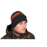 FOX COLLECTION BEANIE HAT - BLACK & ORANGE - fekete és narancs téli sapka