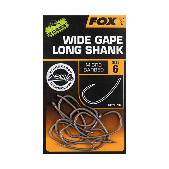 Fox Edges Armapoint Wide Gape Long shank - size: 6