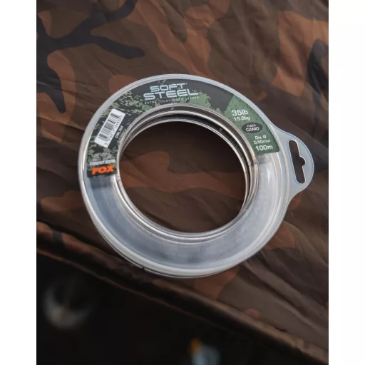 FOX Soft Steel Fleck Camo Leader 35lb 15.9kg 0.50mm 100m 