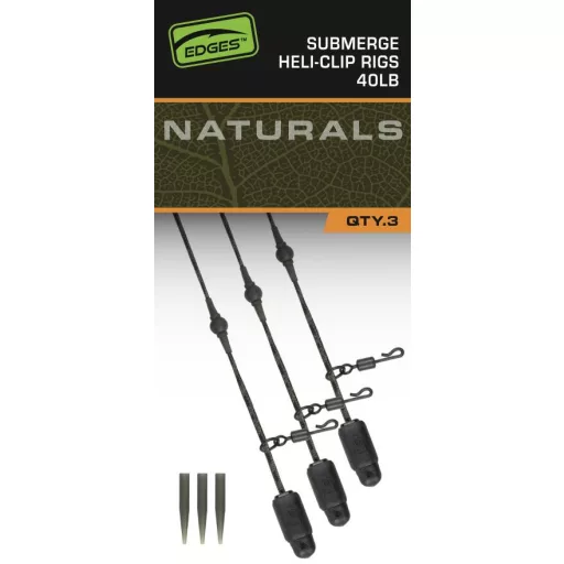 FOX Edges Naturals Heli-Clip Rigs 40lb Submerge 3pcs