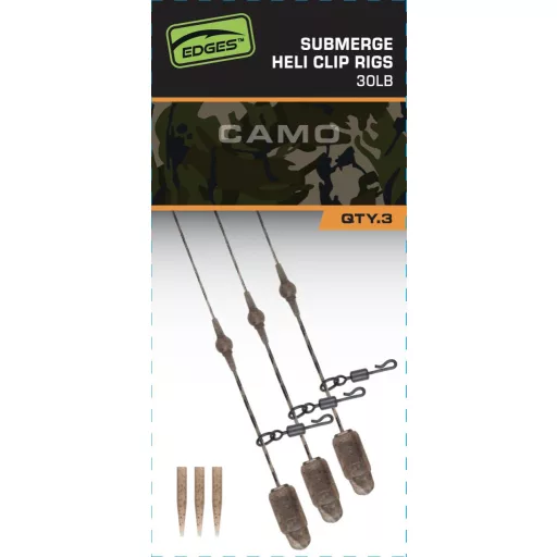 FOX Edges Camo Heli-Clip Rigs 30lb Submerge 3pcs