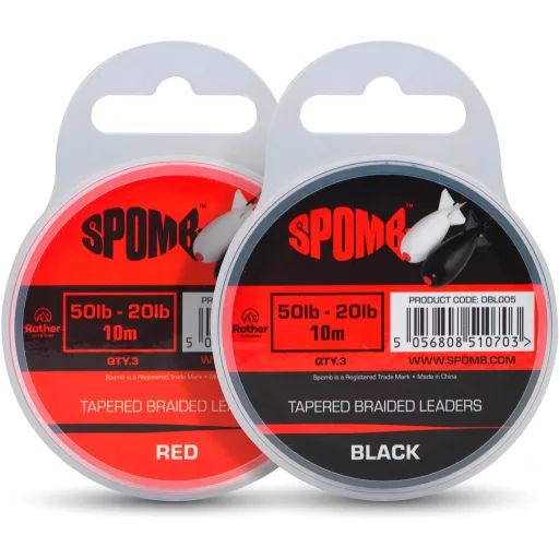 SPOMB Tapered Braided Leaders Black 3pcs 50lb-20lb 
