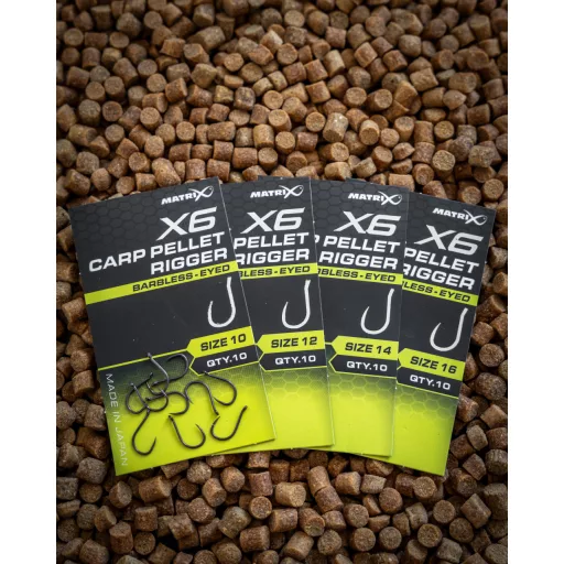 MATRIX X6 Carp Pellet Rigger Size 16 Barbless - Eyed
