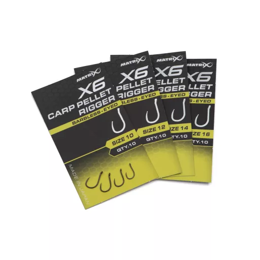 MATRIX X6 Carp Pellet Rigger Size 14 Barbless - Eyed