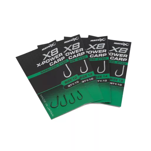 MATRIX X8 X-Power Carp Size 10 Barbless - Eyed