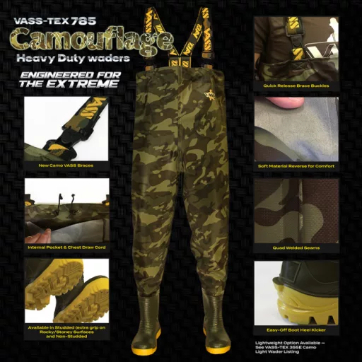 Vass Tex 785 'Heavy Duty' Camouflage Wader - prémium melles csizma (camo)