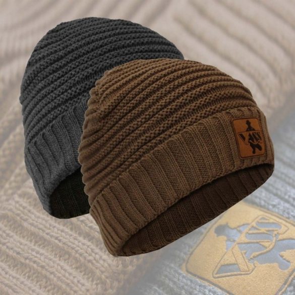 Vass ‘Fleece Lined’ Ribbed Beanie - prémium kötött sapka, barna