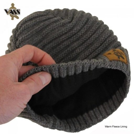 Vass ‘Fleece Lined’ Ribbed Beanie - prémium kötött sapka, szürke