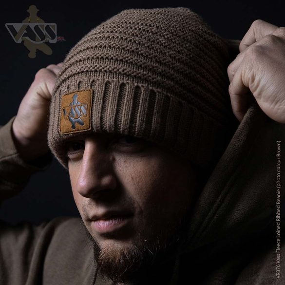 Vass ‘Fleece Lined’ Ribbed Beanie - prémium kötött sapka, szürke